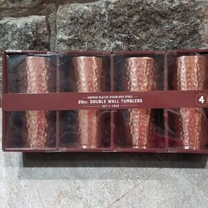 Copper Plated Double Wall Tumblers - Set of 4